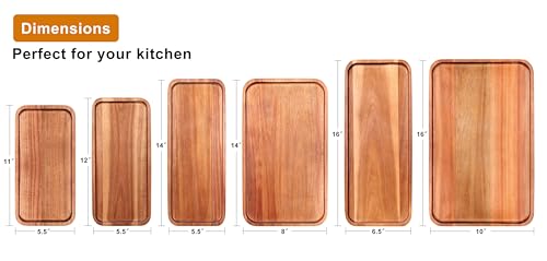 16" x 6.5" Large Wooden Serving Trays Long charcuterie Boards Rectangle Serving Platter for Cookie, Dessert, Food Dish Decorative Dinner Kitchen Tray Rectangle Cheese Board Snack Appetizer Plates