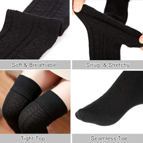 Moon Wood Women Thigh High Socks Extra Long Cotton Knit Warm Thick Tall Over the Knee Boot Stockings Leg Warmers Daily Wear