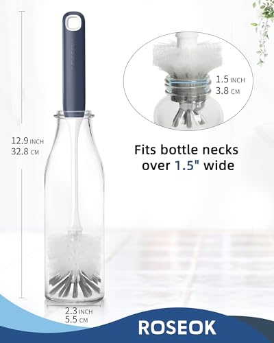 Long Handle Water Bottle Brush,Flexible Bottle Brush for Cleaning Milkshake Cup,Sports Bottle,Navy Blue,2 Pack