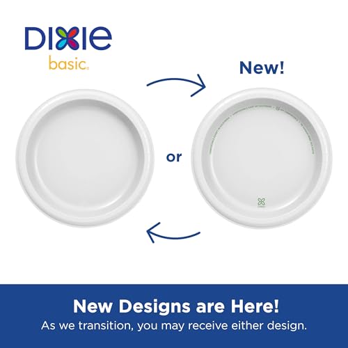 Dixie Basic 8.5 Inch Light-Weight Paper Plates by GP PRO, White, 500 Count (125 Disposable Plates Per Pack, 4 Packs Per Case), DBP09W