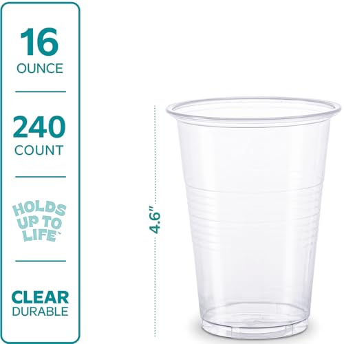 GUSTO 16 oz Clear Plastic Cups [240 Count] Disposable Cold Drinking Cups for Parties, Events, & Everyday Use – BPA-Free, Durable Polypropylene (Formerly Comfy Package)