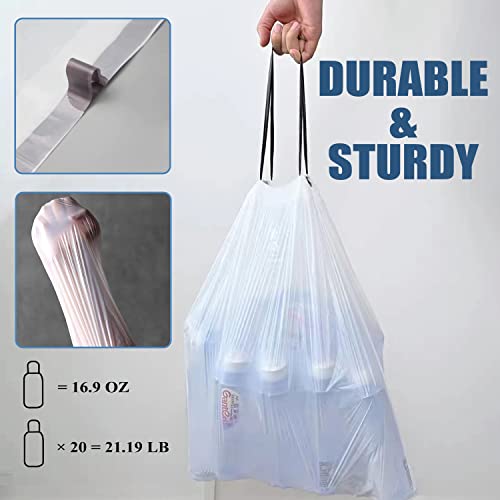 Small Trash Bags 4 Gallon - Drawstring 4 Gallon Trash Bag, Individual Unscented Small Garbage Bags, White 4 Gal Trash Can Liners Bathroom Trash Bags, 57 Count