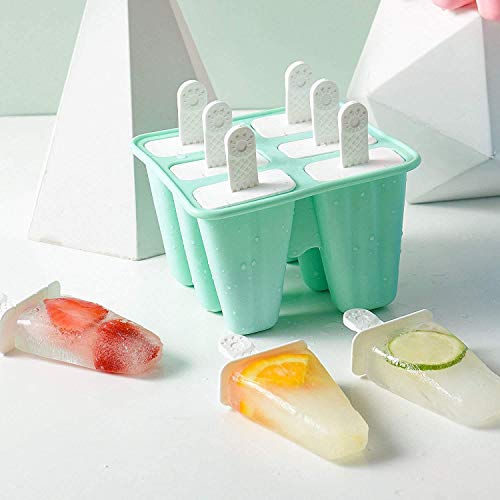 Popsicle Mold,Popsicle Molds 6 Pieces Silicone Ice Pop Molds BPA Free Popsicle Mold Reusable Easy Release Ice Pop Make (Green)