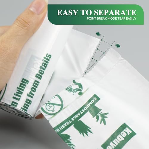 Small Trash Bags 1.2 Gallon, Biodegradable Gallon Waste Bag, Mini Compostable Strong Bathroom Wastebasket Can Liners Garbage Bags for Home Office Kitchen Fit 5 Liter 5L, 1 Gal, White