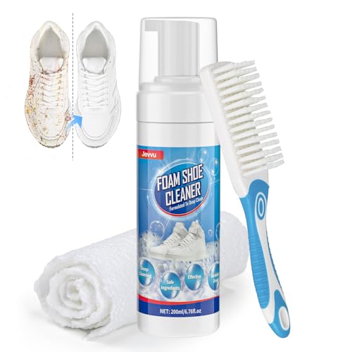 Jevvu Shoe Cleaner, Sneaker Cleaner Foam for Removing Stains and Dirt, Shoe Cleaning Kit for White Shoes