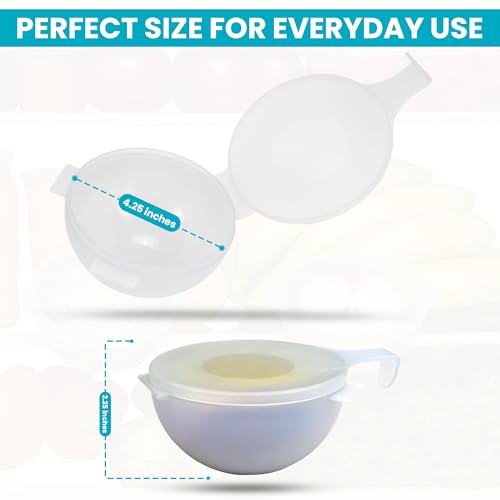 Iconikal 2-Pack Fruit Veggie Food Savers Storage Containers 4.25-Inch Bowl Produce Keeper BPA Free Dishwasher Safe Cut Onion Tomato Apple Holder Vegetables