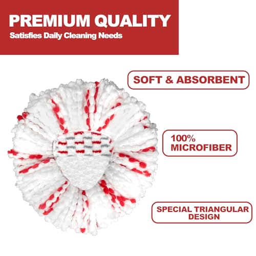 [2026 New Version] Mop Head Replacement - 40% More Cleaning Power, 3 Pack Spin Mop Replacement Head for Easy Wring 1-Tank System, Easy Cleaning, Microfiber and Machine Washable
