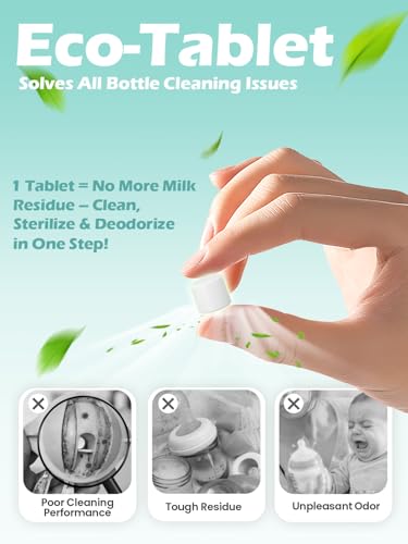 150PCS Official Detergent Cleaning Tablets: for Baby Brezza Grownsy Papablic Momfann Bottle Washer - Baby Bottle Washer Tablets for All Brands Bottles Washers Machines