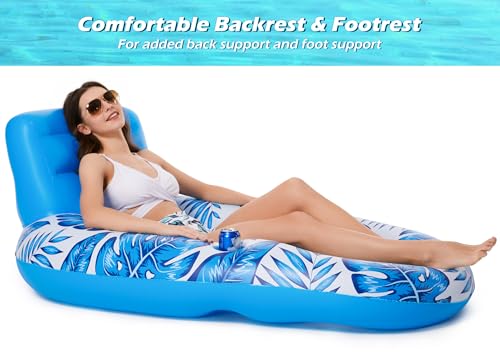 Jasonwell Inflatable Pool Float Adult - Pool Floaties Lounger Floats Raft Floating Chair Water Floaties for Swimming Pool Lake Lounge Float with Cup Holders Beach Pool Party Toys for Adults