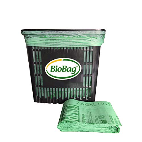 2.6 Gallon Compostable Food Scrap Bags by BioBag, 100 Count, BPI Certified, Meets ASTM D6400 Standards, Made in USA, Kitchen Counter Bin Liners