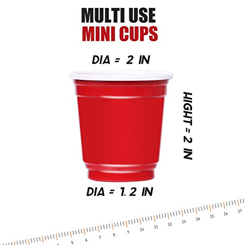 Zcaukya 120ct 2oz Mini Disposable Shot Cups, Small Red Plastic Party Cups for Parties, Games & Events