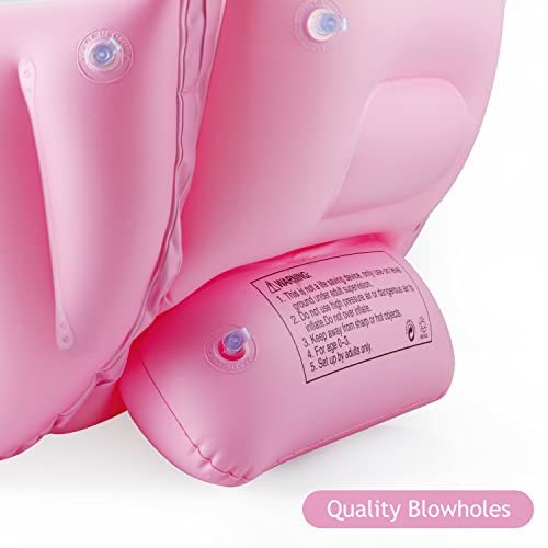 PandaEar Baby Inflatable Bathtub, Portable Travel Baby Infant Bath Tub Toddler Bathtub with Air Pump, Foldable Non-Slip Shower Basin Mini Air Swimming Pool for Newborn (Pink)