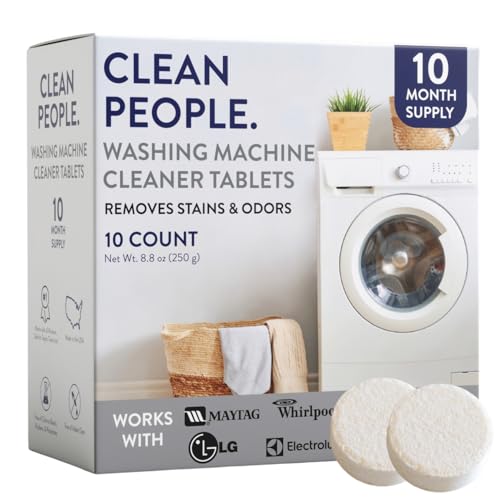 THE CLEAN PEOPLE Washing Machine Cleaner - Washer Machine Cleaner Tablets for Removing Odor, Grime & Scale Buildup - Front Load and Top Load Laundry Machine Cleaner - 10 Count