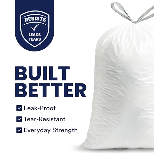 Plasticplace 4 Gallon White Drawstring Trash Bags, 200 Count (Pack of 1) – 0.7 Mil Leak-Proof Garbage Liners for Small Trash Can, Bathroom, Kitchen, Office, and Car Use