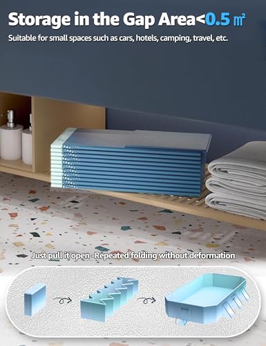 116" Foldable Pool for Kids & Adults,Blue | Non-Inflatable, Metal Frame, Thick PVC Collapsible, Swimming Pool for Kids Family Dogs,Outdoor Summer