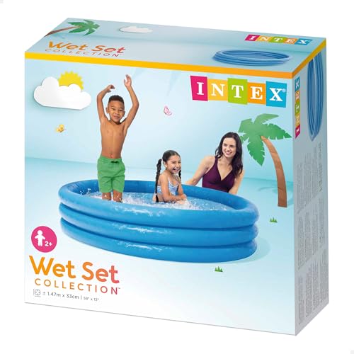 INTEX 58426EP Crystal Blue Inflatable Kiddie Pool, 58in x 13in, for Ages 2+