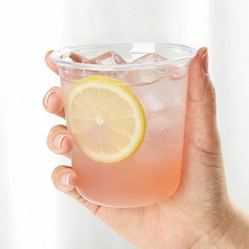 50 Pcs Round Bottom Plastic Cups 12 oz Disposable Stemless Wine Glasses Cocktail Clear Party Cups for Meeting, Wedding, Birthday, Party Supplies