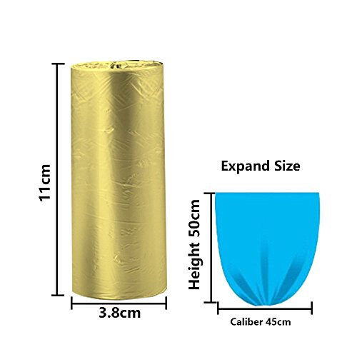5 Rolls Small Trash Garbage Bags,4 Gallon Strong Thin Material Disposable Kitchen Garbage Bags,Durable Plastic Trash Bags for Office Home Bedroom Garden Waste Bin, 100 Counts (Golden)