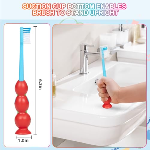 Toddler Toothbrush - Kids Toothbrush Soft Bristles with Suction Cup for Easy Storage, for Age 2-4 and Older, Pack of 4