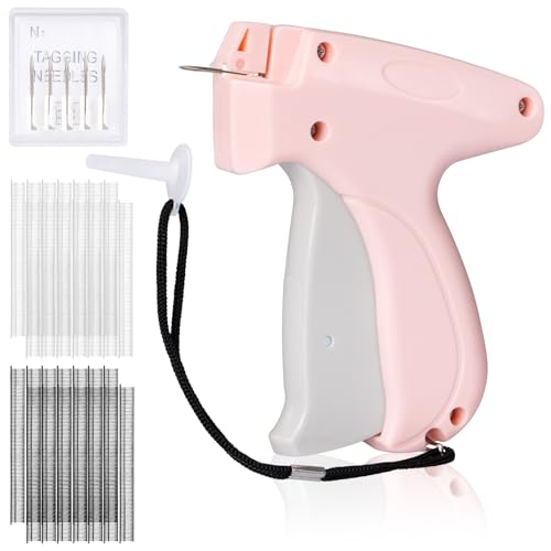 Aisoso Stitch Gun for Clothes, Pink Handheld Stitching Gun Quick Clothing Fixer, 0.5mm Sewing Kit Includes 1500 Black Fasteners and 1500 White Fasteners