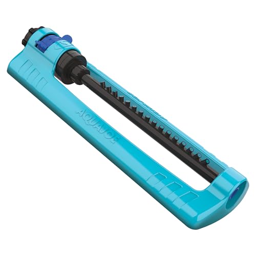 Aqua Joe Oscillating Sprinkler with Adjustable Spray, 16 Clog-Resistant Nozzles, Metal Base & 3600 Square Foot Coverage, Compatible with Garden Hoses