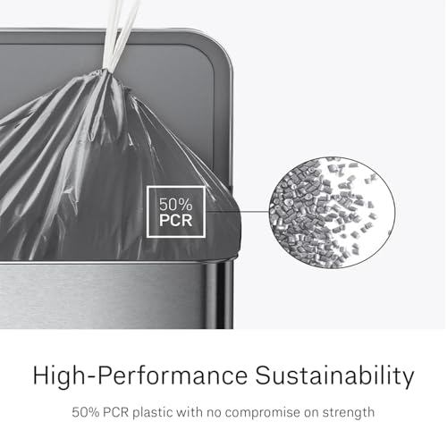 simplehuman Code H 100 Count Odorsorb® Custom Fit Liners, Drawstring Odor Absorbing Trash Bags, One-by-One Mess-Free Dispense, Extra Thick & Double Seamed, 50% PCR Plastic, 30-35 Liter / 8-9 Gallon