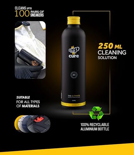 Crep Protect Deep Cleaning Shoe Cleaner & Sneaker Care Solution - Stain Remover for White Shoes, Leather, Suede, Nubuck, Canvas, Nylon, Vinyl & Knits - Up to 150 Uses - 8.4 Oz
