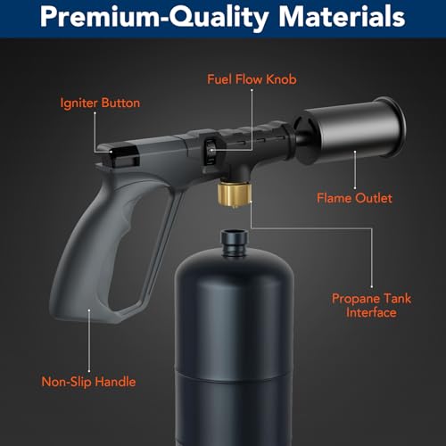 Sondiko Powerful Propane Torch Gun, Cooking Torch for Sous Vide, Charcoal Starter and Steak Searing, Best for Outdoor BBQ Party and Camping, Gray & Black, Gas Welding Kits(Tank Not Included)