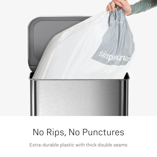 simplehuman Code M 100 Count Custom Fit Liners, Drawstring Kitchen Trash Bags, One-by-One Mess-Free Dispense, Extra Thick & Double Seamed, 50% PCR Plastic, 40-45 Liter / 11-12 Gallon, White