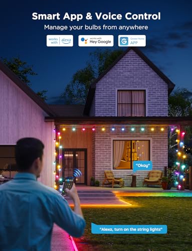 Govee Smart Outdoor String Lights 2, 144ft RGBIC Patio Lights with 45 Bulbs