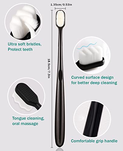 Extra Soft Toothbrush for Sensitive Teeth and Gums， Micro Fur Manual Toothbrush with 20000 Ultra Soft Bristle, Excellent Cleaning Effect， Perfect for Kids & Adults (6 Pack)
