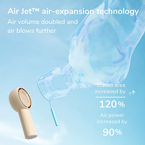 JISULIFE Handheld Portable Turbo Fan [16H Max Cooling Time], 4000mAh USB Rechargeable Personal Battery Operated Mini Small Pocket Fan with 5 Speeds for Travel/Outdoor/Vacation/Concerts - Brown