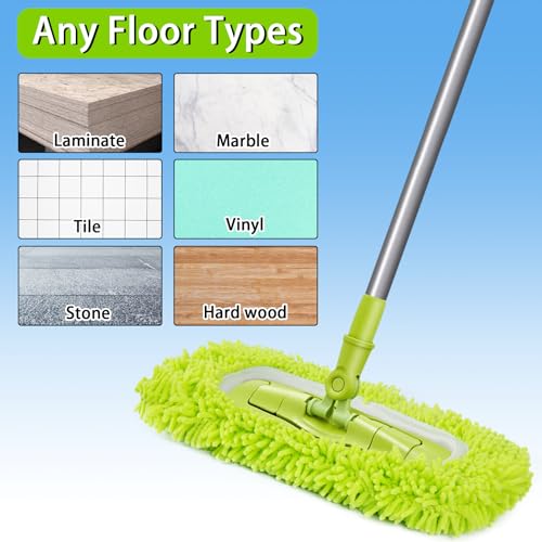 Unoutur Reusable Dry Sweeping Cloths Microfiber Wet Mop Pads Compatible with Swiffer Sweeper Mop Replacement Sweeping Mopping pad Refills for Hardwood Surface Floor Cleaning (4PCS)