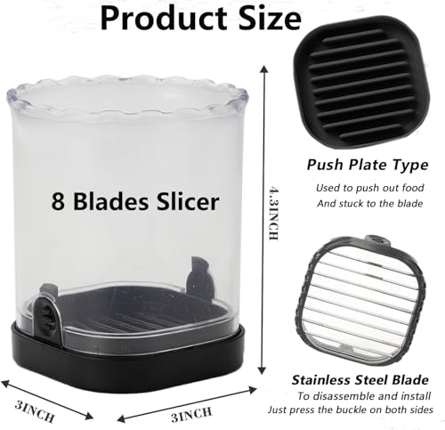Fruit Slicer Cup,Strawberry Cutter Slicer with Stainless Blades for Egg Banana Cucumber Mushroom,Detachable Kitchen Gadget Tool Vegetable Salad Cut Slice -Precision Berry Cutter Black