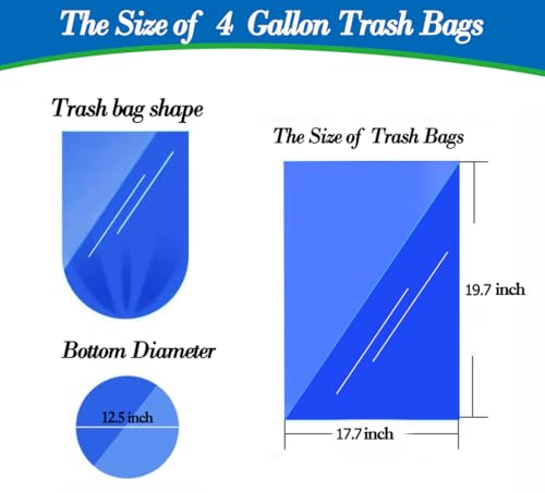 4 Gallon 100pcs Small Clear Trash Bags Strong Clear Garbage Bags, Bathroom Trash Can Bin Liners, Plastic Bags for Office Home Kitchen, Waste Basket Liner, Fit 12-15 Liter, 3-4 Gal（4G100-Clear）