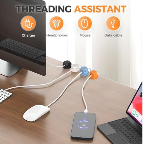 6 Pack Cord Organizer Holder, 2026 New Adjustable Cable Organizer Clips, Adhesive Desk Cable Management, Charging Cable Storage Holder for Office, Home, Car, Desk, Nightstand (Black)