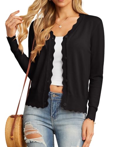 GRECERELLE Women's Long Sleeve V-Neck Button Down Cardigan Knit Shrugs Sweater