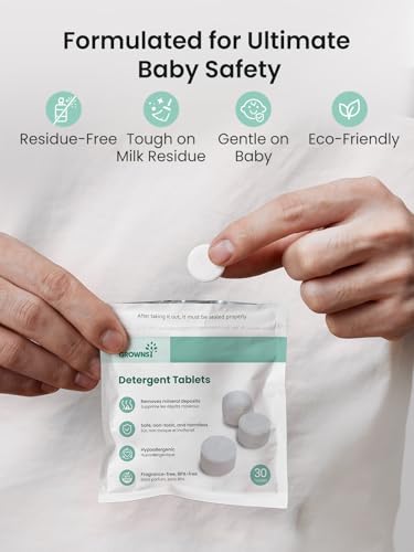 GROWNSY Bottle Washer Tablets 200 Count, Detergent Tablets Compatible with All Brands of Baby Bottle Washers, Cleans Milk Residue on Bottles, Pump Parts, and Baby Feeding Essentials