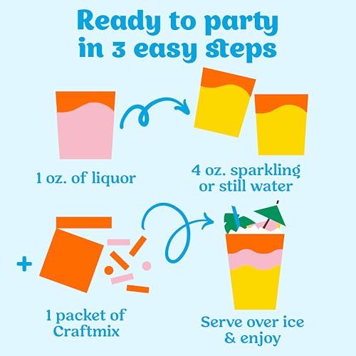 Craftmix Variety Pack Cocktail & Mocktail Drink Mixer, Skinny Mixes - Water Flavoring Packets - Made With Real Fruit - Vegan Low-Carb, Low-Sugar, Non-GMO, Dairy Free, Gluten Free, 12 Pack