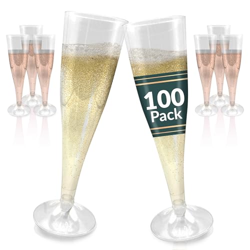 Reli. Champagne Flutes Plastic | 100 Pack | 4.5 oz - Clear | Premium Plastic Champagne Flutes | Party-Perfect for Celebrations