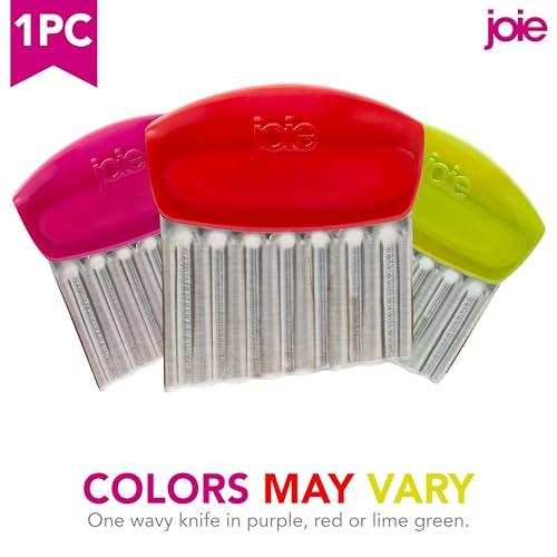 Joie Crinkle Cutter Knife, Wavy Slicer for Potatoes, Vegetables and Fruits, Great for Kids First Cutting Tool, Fun Kitchen Gadget, Stainless Steel, BPA-Free, Colors May Vary