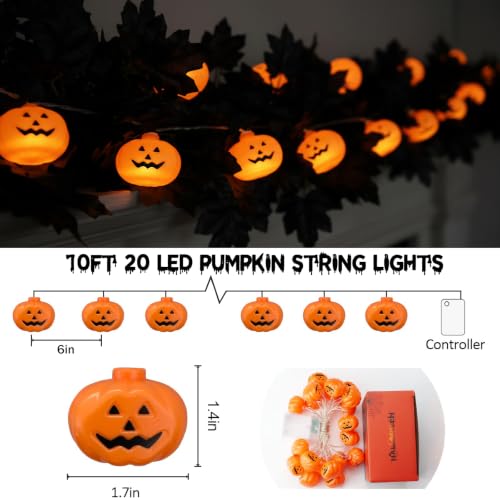 Runleo Halloween Decorations Pumpkin String Lights Battery Operated