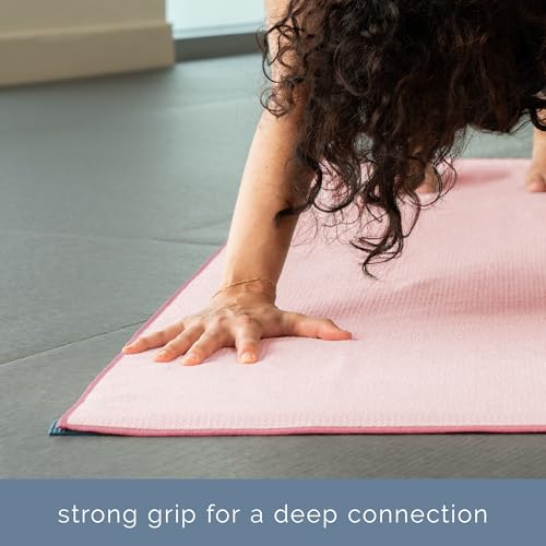 S&T INC. Yoga Mat Towel with Non-Slip Grip, Enhanced Silicone Grip, Soft and Absorbent for Gym, Pilates, and Hot Yoga Mat, 1 Pack, 24 inches x 72 inches, 340GSM, Pink