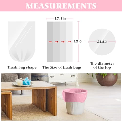 4 Gallon 300pcs Strong Trash Bags Colorful Clear Garbage Bags, Bathroom Trash Can Bin Liners, Small Plastic Bags for home office kitchen, fit 12-15 Liter, 3,3.5,4.5 Gal,Multicolor
