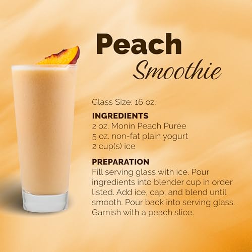 Monin - Peach Fruit Purée, Summertime Sweetness, Great for Cocktails, Smoothies, and Lemonades, Non GMO, No Artificial Ingredients (1 Liter)