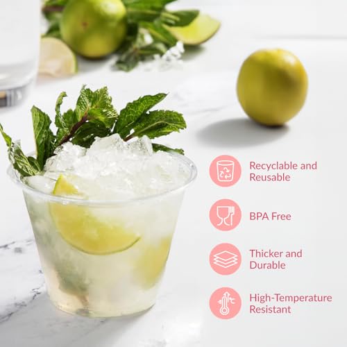 Prestee 250-Pack - 9oz Clear Plastic Cups - Durable Disposable Plastic Wine Glasses for Party, Weddings, and Catering - Small Drinking Glasses for Cocktails and Beverages - Heavy-Duty Fruit Punch Cups