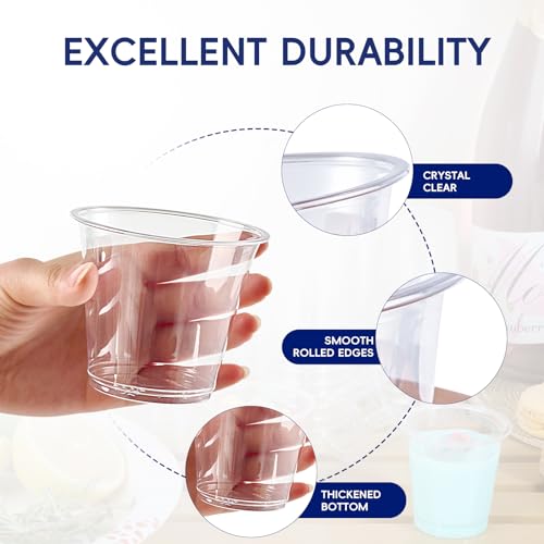 JOLLY CHEF 300 Pack Clear Plastic Cups, 9 oz Crystal Clear PET Party Cups, Classic Clear Disposable Wine Cups for Wedding, Thanksgiving, Birthday, Halloween, Christmas Party