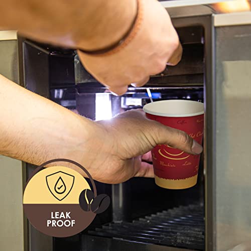 PAMI Disposable Coffee Cups, Single-Use Paper Cups, To-Go Hot Beverage Cups for Espresso Coffee Tea Hot Chocolate, Leak Resistant, Cafe & Home Use (50, 12oz)
