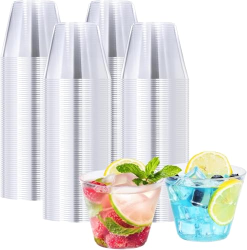 BYSNOW 100 Pack 9 oz Clear Plastic Cups, Plastic Wine Cups for Cocktail Party, Polystyrene Hard Cup with Higher Heat Resistance(9oz 100count)