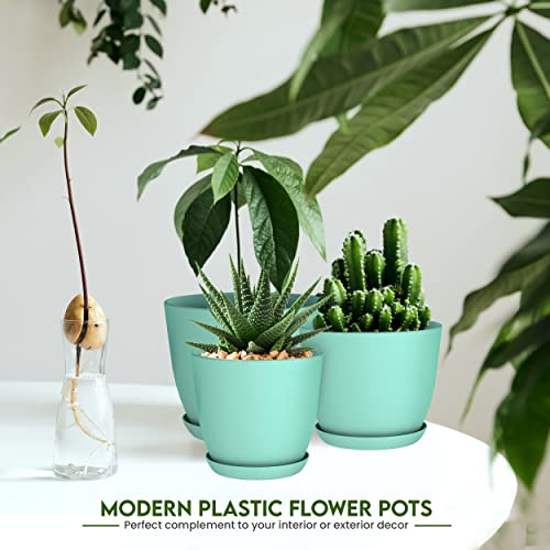 Utopia Home - Plant Pots Indoor with Drainage - 7/6.6/6/5.3/4.8 Inches Flower Pots for Indoor Planter - 5 Pack Plastic Planters - Ideal